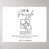 Elegantes Black Wedding Puzzle Gästebuchzeichen Poster (Vorne)