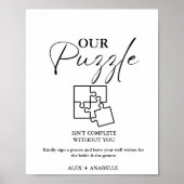 Elegantes Black Wedding Puzzle Gästebuchzeichen Poster (Vorne)
