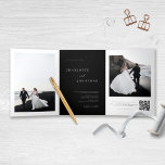 Elegantes Black Wedding RSVP Details QR Code Foto Dreifach Gefaltete Einladung<br><div class="desc">Elegante Black Wedding RSVP Details QR Code Foto Tri-Fold Einladung</div>