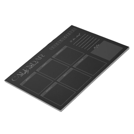 Elegantes Black Weekly Planner Notepad Notizblock (angewinkelt)