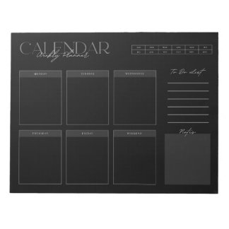 Elegantes Black Weekly Planner Notepad Notizblock