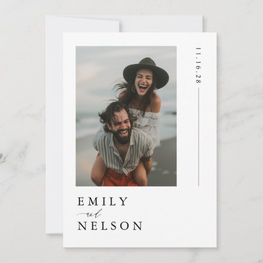 Elegantes Black & White Beach Hochzeitssemble Foto Einladung (Vorderseite)