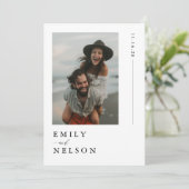 Elegantes Black & White Beach Hochzeitssemble Foto Einladung (Stehend Vorderseite)