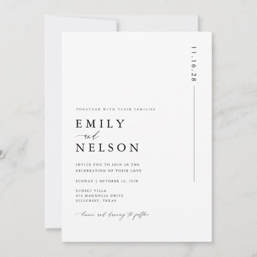 Elegantes Black & White Beach Hochzeitssemble Foto Einladung (Rückseite)