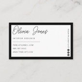 Elegantes Black & White Boho Branding Modernes Tre Visitenkarte (Rückseite)