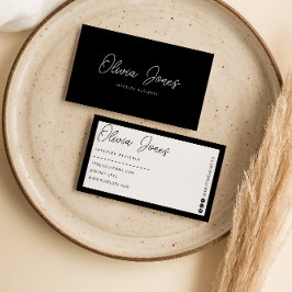 Elegantes Black & White Boho Branding Modernes Tre Visitenkarte