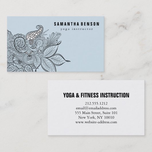 Elegantes Black & White Mandala Art Logo Yoga Visitenkarte (Vorne/Hinten)