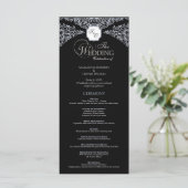 Elegantes Black & White Monogram Wedding Program Programm (Stehend Vorderseite)