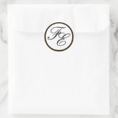 Elegantes Black & White Monogram Wedding Siegel Go Runder Aufkleber (Tasche)