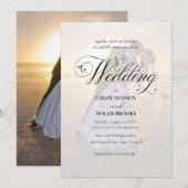 Elegantes Black & White Overlay Foto Hochzeit Einladung (Vorne/Hinten)