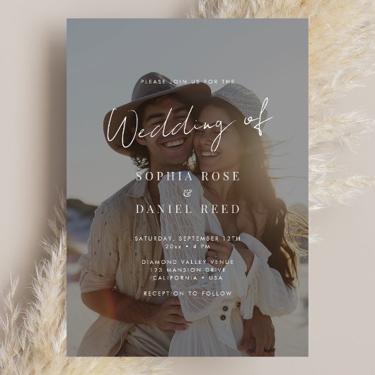 Elegantes Black & White Overlay Foto Hochzeit Einladung