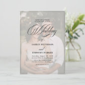 Elegantes Black & White Overlay Foto Hochzeit Einladung (Stehend Vorderseite)