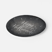Elegantes Black + White Stars Glückliches Hallowee Pappteller (Schrägansicht)