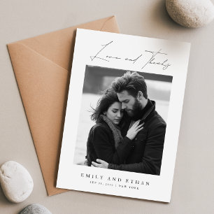 Elegantes Black & White Wedding Foto Dankeskarte