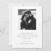 Elegantes Black & White Wedding Foto Dankeskarte (Rückseite)