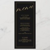 Elegantes Black & White Wedding Menü mit Skript Menükarte (Vorderseite)