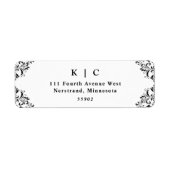 Elegantes Black & White Wedding Rücksendetikett (Vorne)