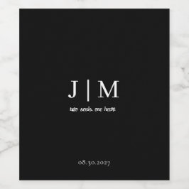 Elegantes Black & White Wedding Weinlabel Weinetikett