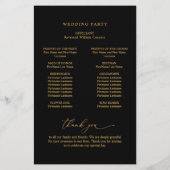 Elegantes Black with Gold Monogram Wedding Program (Rückseite)