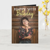 Elegantes Black & Yellow Foto Schwester 50. Geburt Karte (Gelbe Blume)