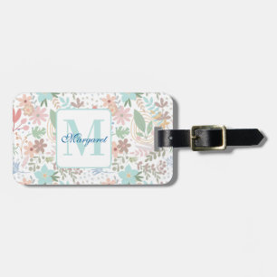 Elegantes Bläschen-Blume-Leaf-Monogramm Gepäckanhänger