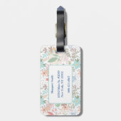 Elegantes Bläschen-Blume-Leaf-Monogramm Gepäckanhänger (Rückseite vertikal)