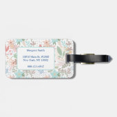 Elegantes Bläschen-Blume-Leaf-Monogramm Gepäckanhänger (Rückseite horizontal)