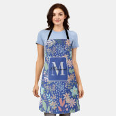 Elegantes Bläschen-Blume-Leaf-Monogramm Schürze (Getragen)