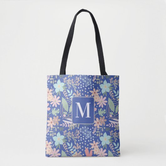 Elegantes Bläschen-Blume-Leaf-Monogramm Tasche (Vorderseite)