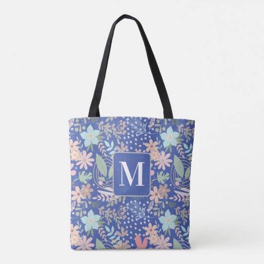 Elegantes Bläschen-Blume-Leaf-Monogramm Tasche (Rückseite)