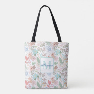 Elegantes Bläschen-Blume-Leaf-Monogramm Tasche