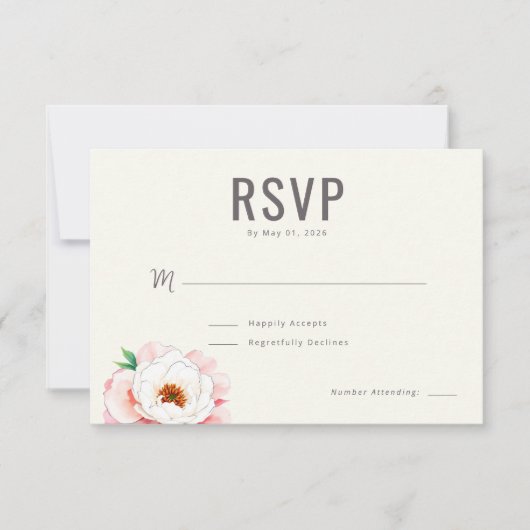 Elegantes Blassrosa-Blumenmuster RSVP Karte (Vorderseite)