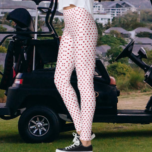 Elegantes Blassrosa Karmesinrot Polka Punkte Muste Leggings