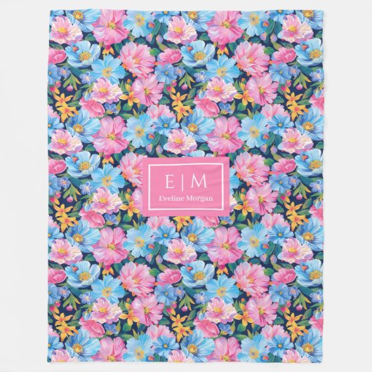 Elegantes, blassrosa Präpendium Wasserfarbe Geburt Fleecedecke (Vorderseite)