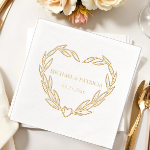 Elegantes Blatt-Herz-Hochzeit,  Servietten Mit Folie