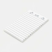 Elegantes Blatt-Monogramm personalisiert liniert Post-it Klebezettel (angewinkelt)