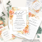 Elegantes Blatt, Pfirsich und Blush Brautparty Inv Einladung