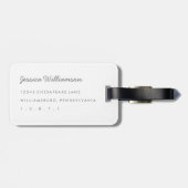 Elegantes Blatt und weißes Quatrefolienmonogramm Gepäckanhänger (Rückseite horizontal)