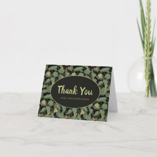 Elegantes Blattdesign Botanisch Dankeskarte