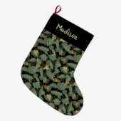 Elegantes Blattdesign Botanisch Großer Weihnachtsstrumpf (Vorderansicht (hängend))