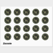 Elegantes Blattdesign Botanisches Initial Runder Aufkleber (Blatt)