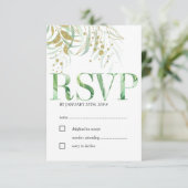 Elegantes Blätter in Aquarellblättern und Gold RSVP Karte (Stehend Vorderseite)