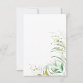 Elegantes Blätter in Aquarellblättern und Gold RSVP Karte (Rückseite)