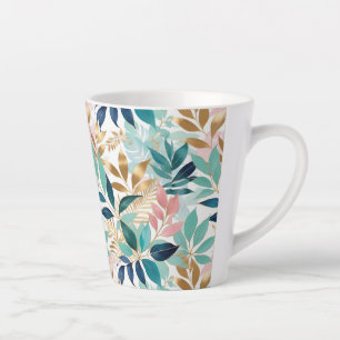 Elegantes Blätter-Muster Aqua Rosa Falschgold Hübs Milchtasse