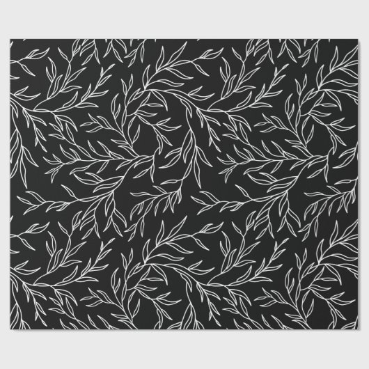 Elegantes Blätter Schwarzweiß-Papier Geschenkpapier (Flach)
