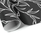 Elegantes Blätter Schwarzweiß-Papier Geschenkpapier (Rolleneckpunkt)