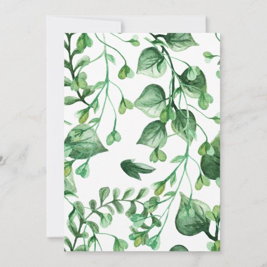 Elegantes Blätter Wasserfarbe Einladung Hochzeit (Rückseite)