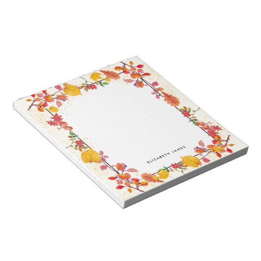 Elegantes Blätter Wasserfarbe Herbst nach Maß Notizblock (angewinkelt)