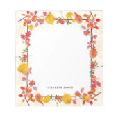 Elegantes Blätter Wasserfarbe Herbst nach Maß Notizblock (Vorderseite)