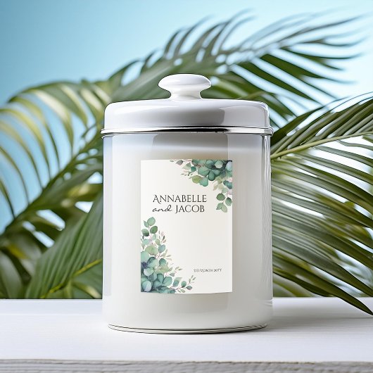 Elegantes Blätter Wasserfarben, Candle Label Lebensmitteletikett